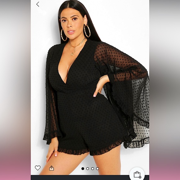 Boohoo Plus Pants - Boohoo Black Chiffon Romper